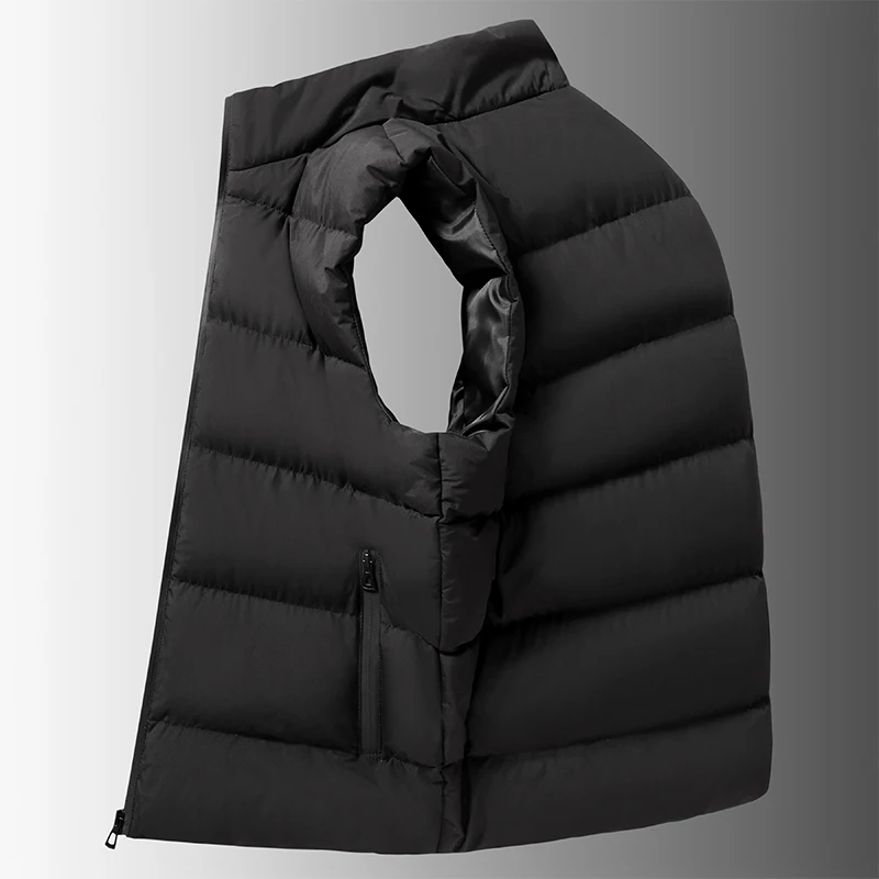 

New 2024 Men's Casual Warmth Cotton Jaet Vest Autumn Winter Youth Pure Color Versatile Faionable Stand Fit Zipper Detail