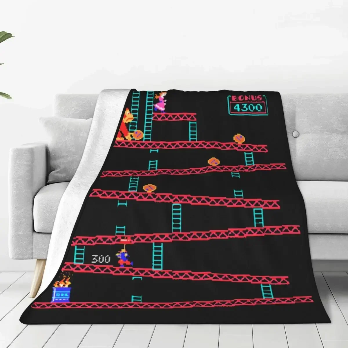 Donkey Kong Blanket Velvet All Season Arcade Game Collage Vintage Retro Breathable Soft Throw Blanket for Bedding Car Rug Piece