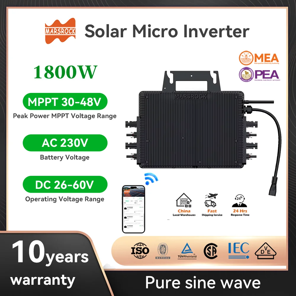 

Solar Grid-Tie Microinverter DC22-50V to AC230V 1800W Solar Panels Converter Use for Solar Panels 4PC 350-700W Grid on Inverter