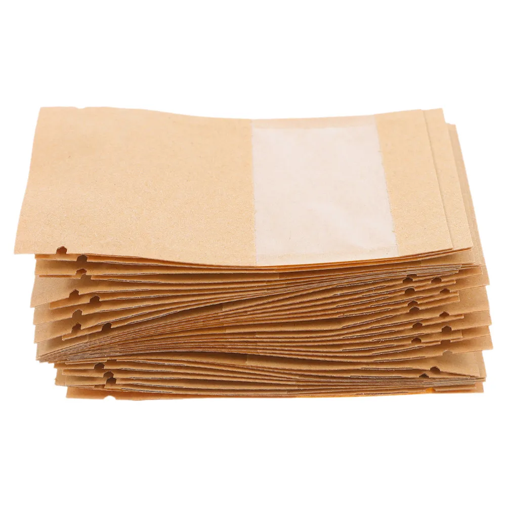 

Seed Envelope Kraft Paper Small Sealable 100Pcs Transparent Window Organizer for Storage Flower Vegetable Seeds
