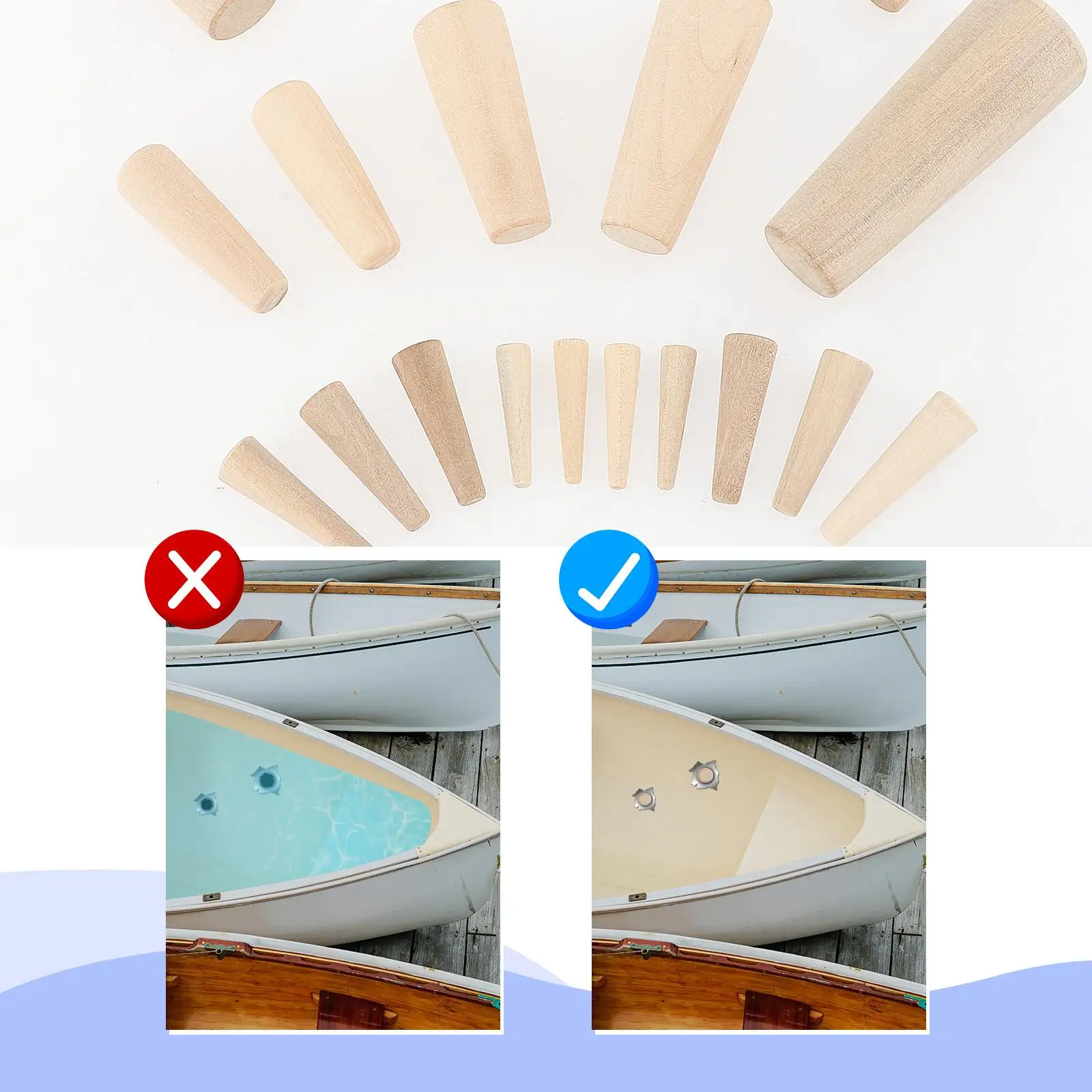Marine Yacht Safety Gear Wooden Emergency Plugs Assorted Sizes Leak Stopper Waterproof Hole Filler for Boats