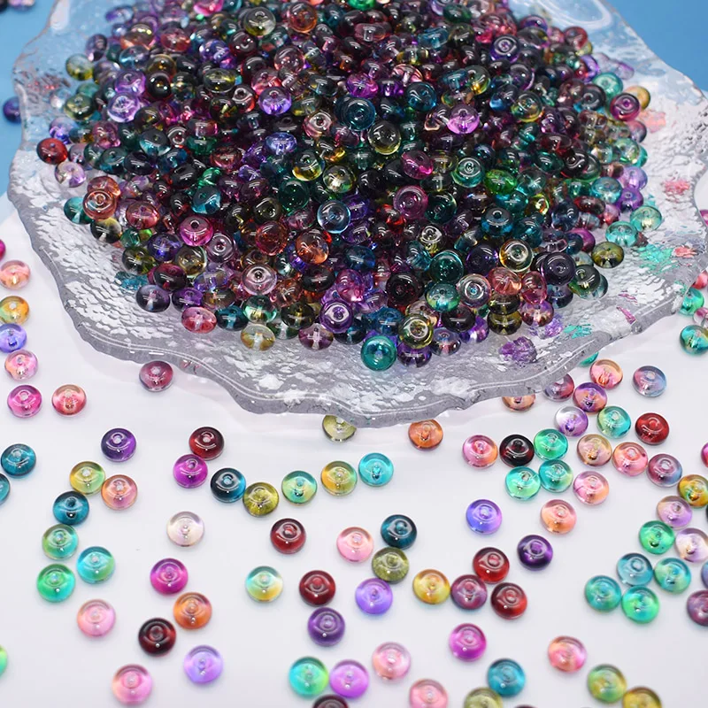 New Color 6x3mm 15g Mixed Color Glass Bead Wheel Flat Round Loose Beads for Jwelry Making DIY Accessories Handmade