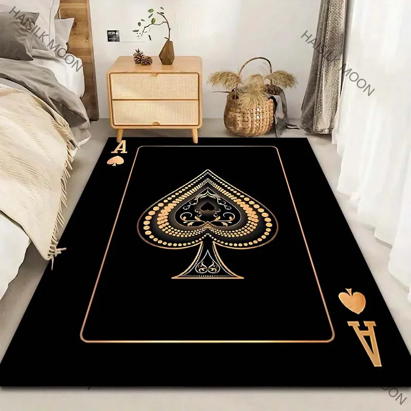 New Product！Black Ace of Spades Pattern Carpet for Living Room Bedroom Sofa Home Decor Non-slip Floor Mat Luxury Gift