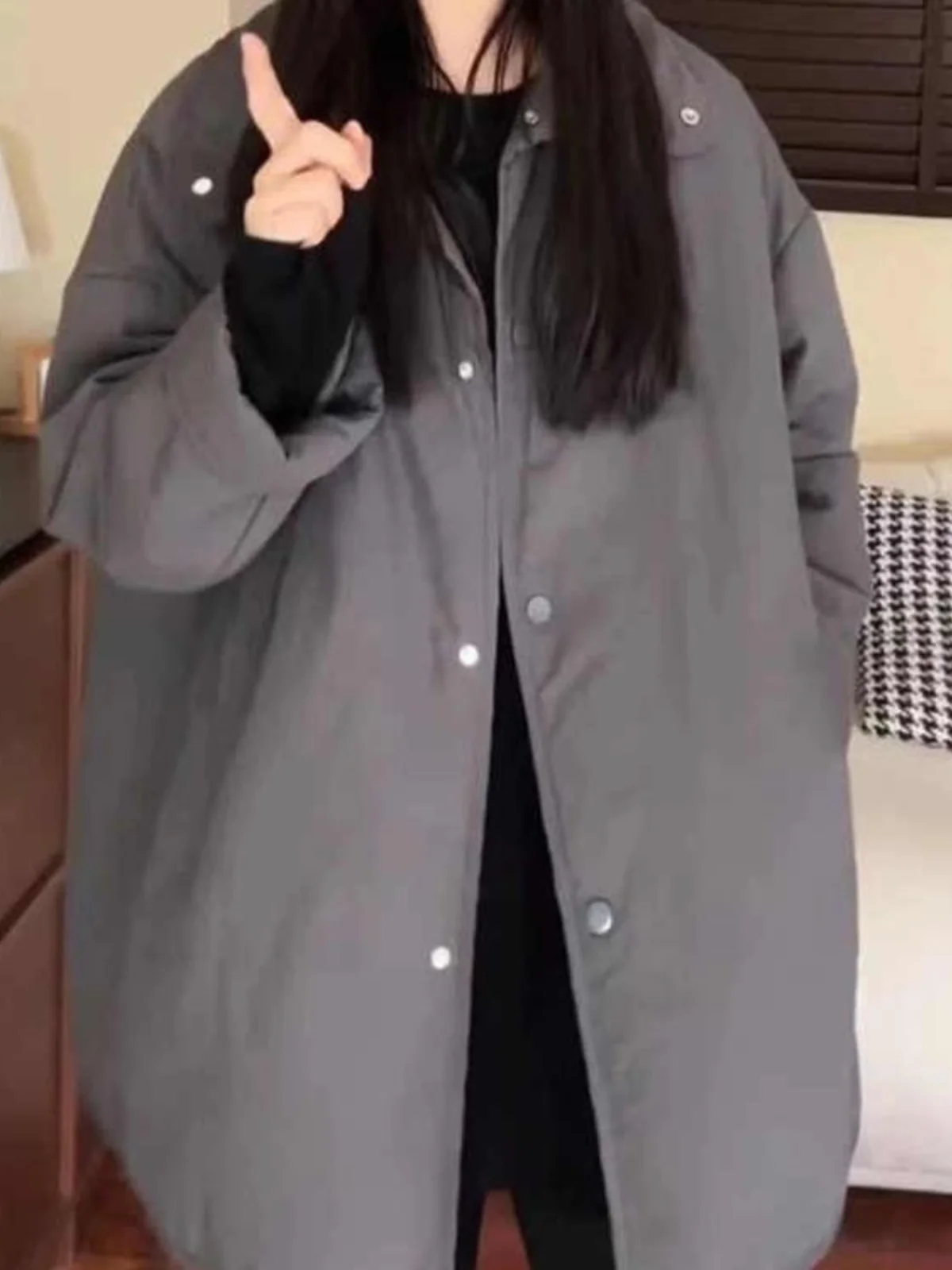 

Корейская женская хлопковая куртка оверсайз средней длины, повседневное пальто большого размера, утепленное хлопковое, теплое, осенне-зимняя верхняя одежда