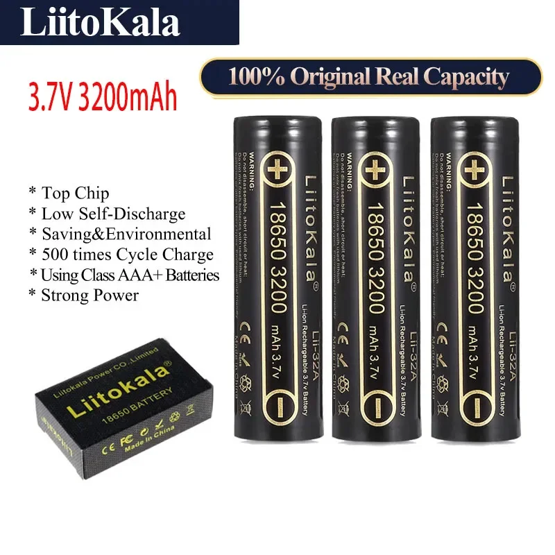 100% original brand new Canon LiitoKala Lii-32A 3.7V 18650 3200mAh suitable for MH1 10A lithium-ion battery rechargeable 18650