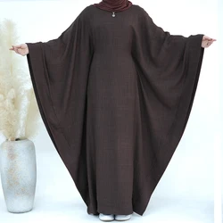 Sukienka Kaftan z rękawami motylkowymi dla muzułmanek, wbudowany pasek Dubaj Abaya, wieczorowa odzież islamska, Ramadan, szata hidżabów