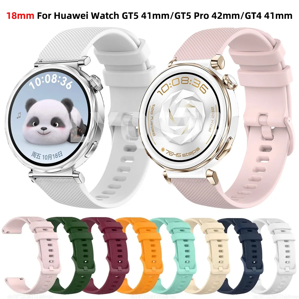 

New18mm Silicone Watch Band For Huawei Watch GT 5 GT5 Pro 42mm GT4 GT 4 41mm Replacement Wristband Strap For Women Bracelet Belt