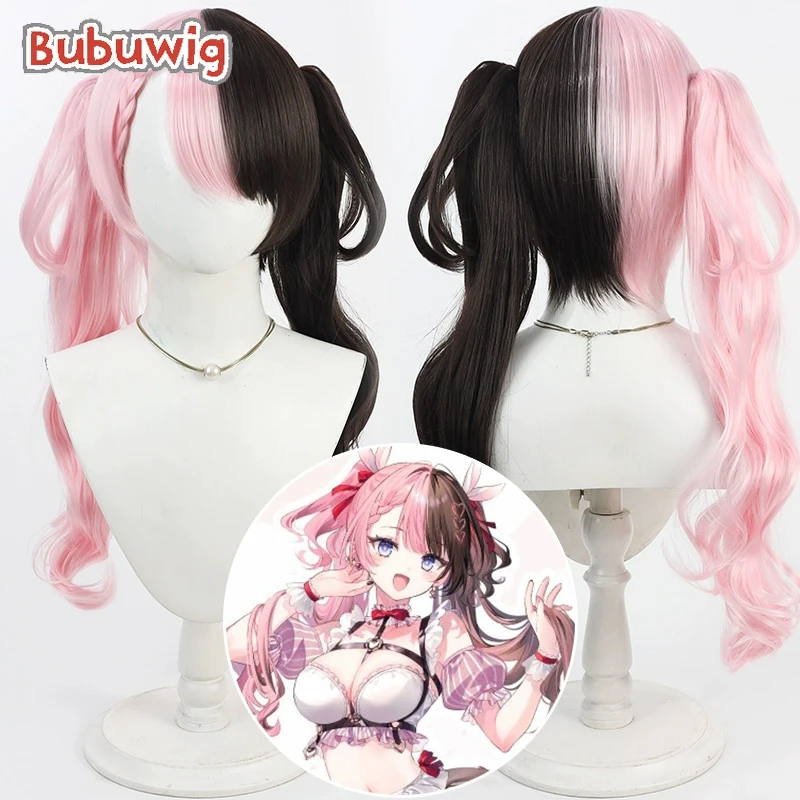 

Bubuwig синтетические волосы Tachibana Hinano парики для косплея виртуальный YouTuber 70 см длинный волнистый розовый и коричневый парик с хвостиком термостойкий