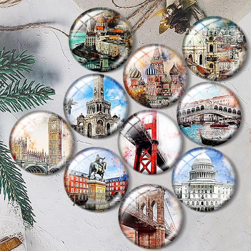 

Scenic spots and attractions 12/18/20/25mm glass cabochon bracelet pendant rings for jewelry demo earrings back Making findings