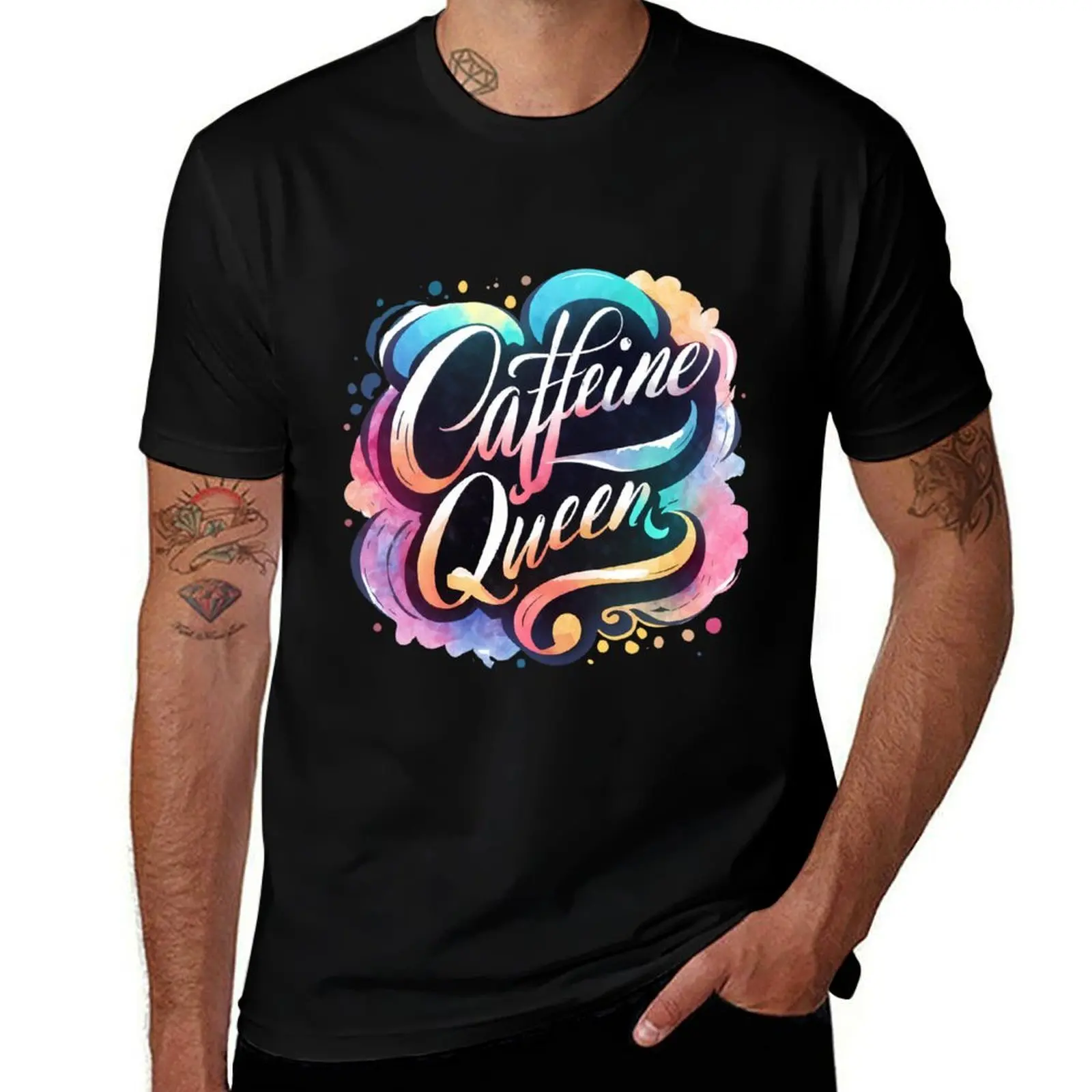 

Caffeine Queen: Sippin' Sass and Brewin' Dreams T-Shirt quick drying summer top topping outfits for men