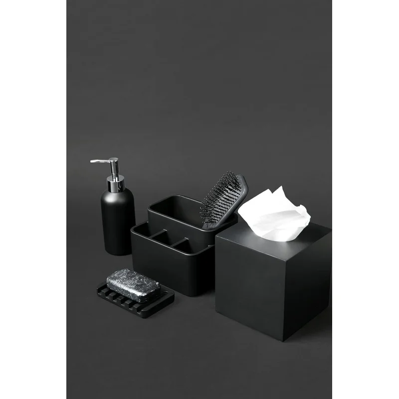 Matte Black Square Tissue Box Cover