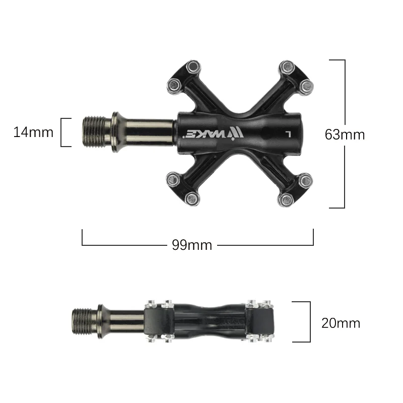 Wake Mountain Bike Pedal Accessories 3 Bearing Seal Ultralight Footboard Aluminum Pedals Anti Slip for MTB Road Bicycle