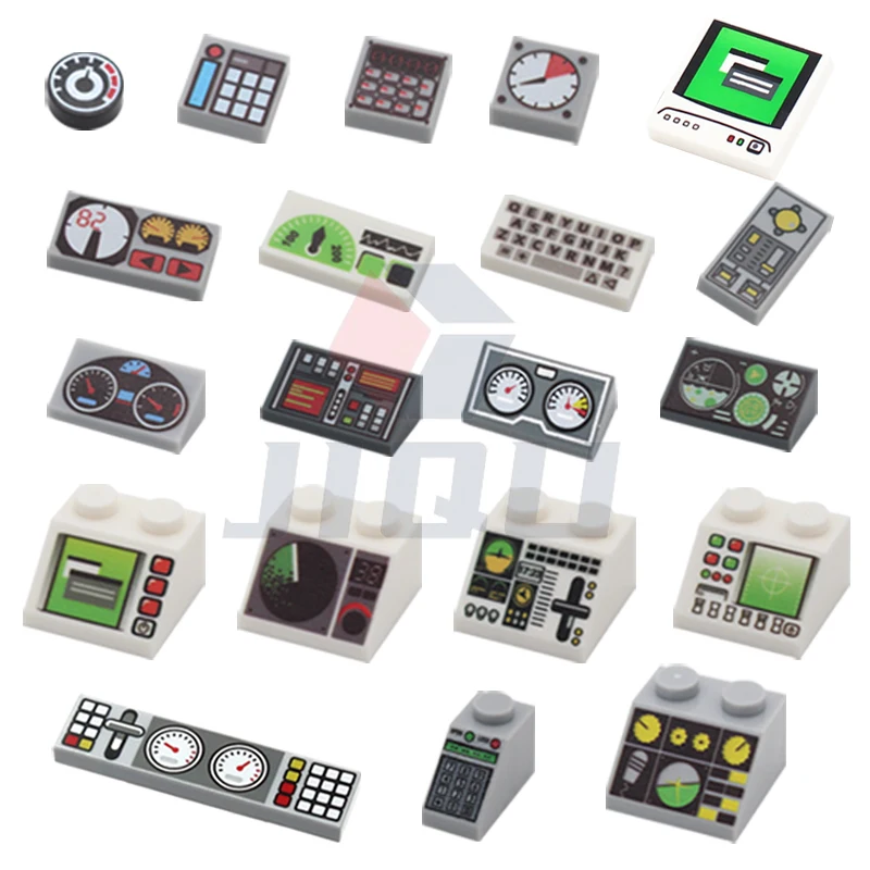 Messgeräte Steuert Zentrum Radar Bildschirm Tastatur Muster Fliesen Hang Gedruckt Zubehör Ziegel City MOC Bausteine Teile Kit Spielzeug – Detail 6