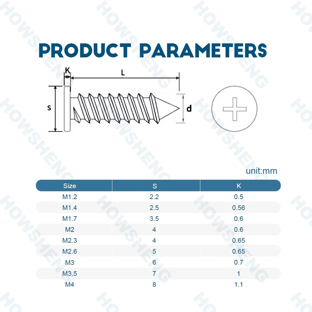M2 M3 M4 Schwarzes Kreuz Ultradünne flache Waferkopf-selbstschneidende Schraube CA-Schrauben Kohlenstoffstahl Phillips Ultradünne Holzschraube