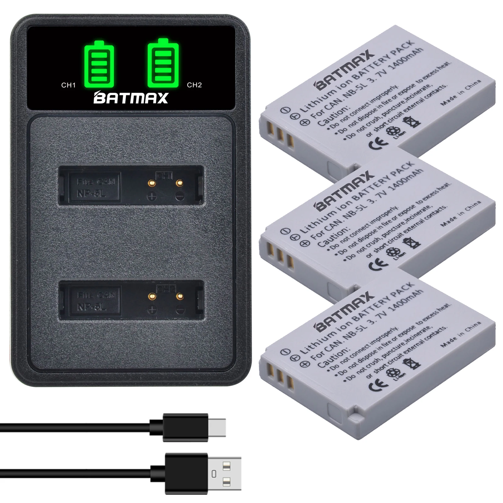 

Batmax NB-5L Bateria NB 5L NB5L Battery + LED Dual Charger for Canon Powershot S100 SX200 SX210 IS SX230 HS SD790 SD850 SD890