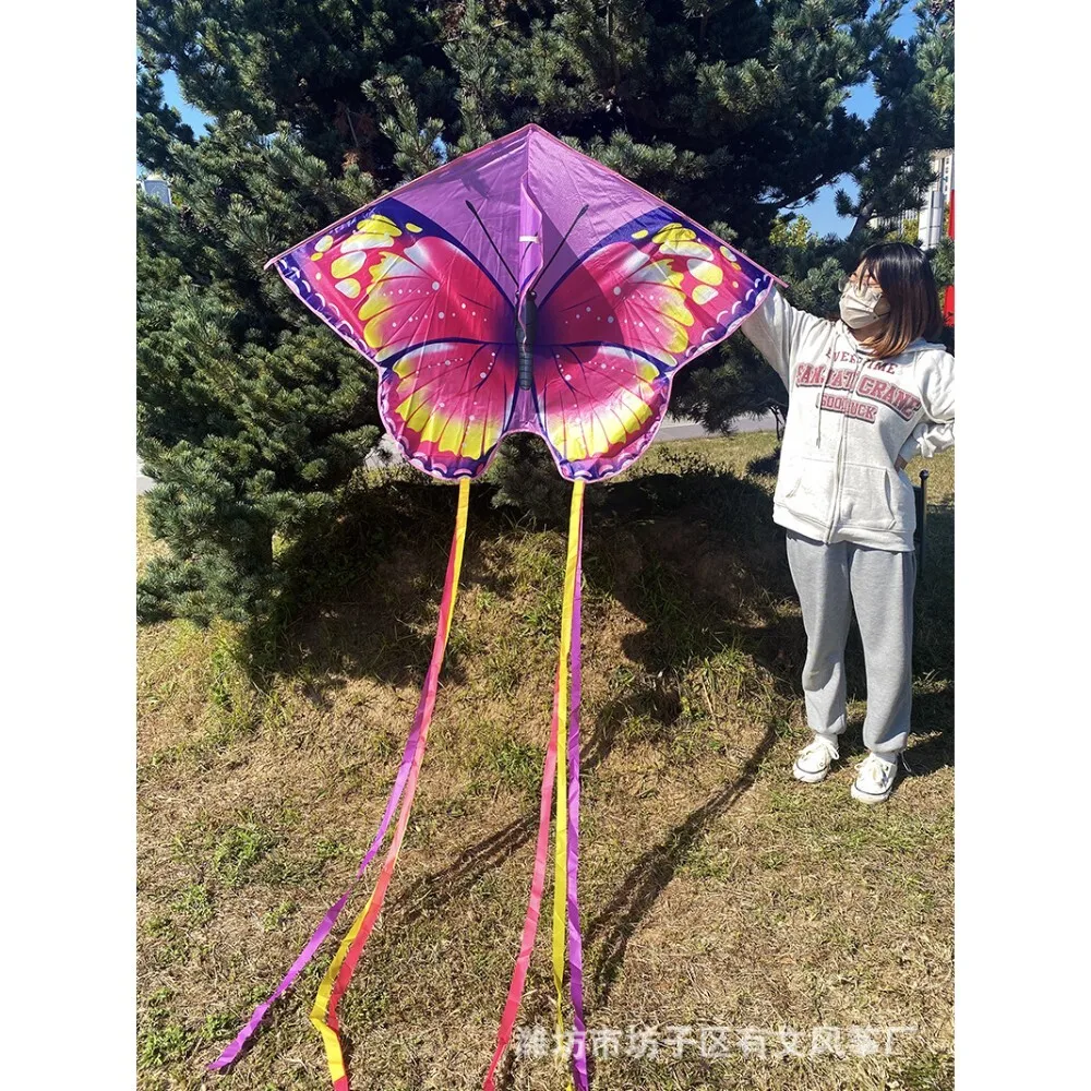 Cometa de mariposa de cola larga para niños y adultos, diseño triangular 3D, cometa empalmada de alto rendimiento para diversión con vuelo al aire libre