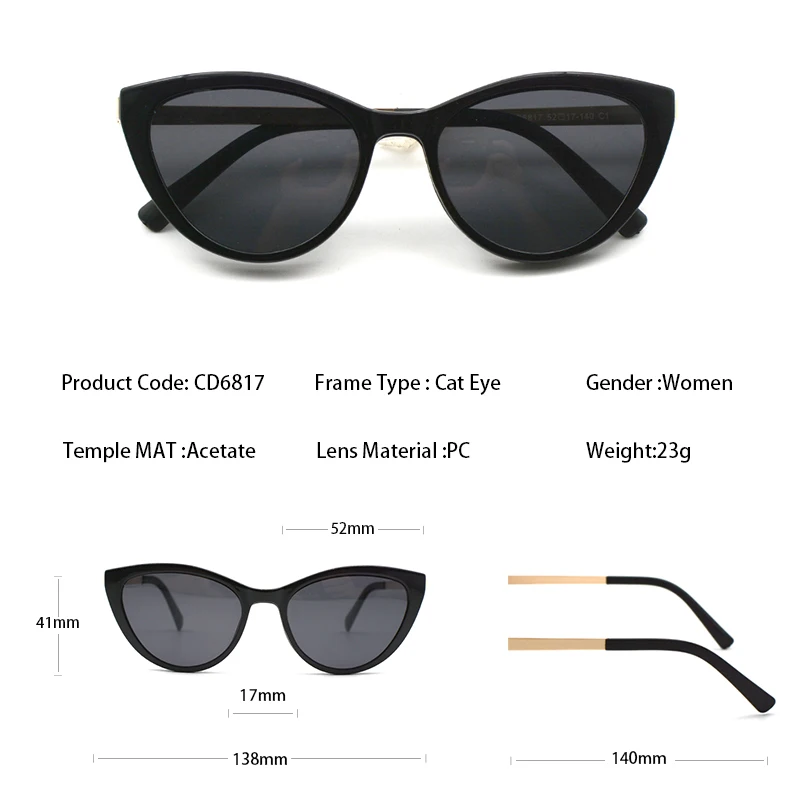 KANDREA Fashion Cat Eye Sunglasses Women  2 In 1 Magnetic Optical Myopia Eyeglasses Popular Prescription Glasses Frame CD6817