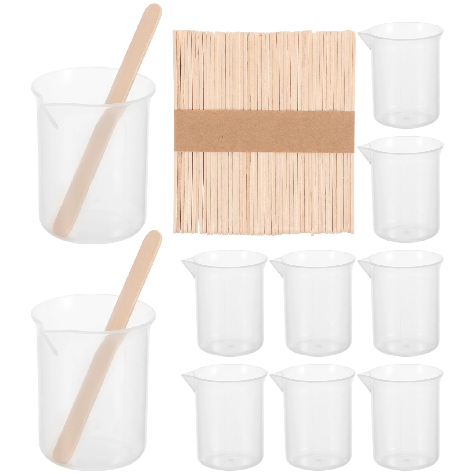 

1 set Epoxy Mixing Cups 100ml Measuring Jewelry Making Supplies Cups Spout Wooden Sticks for Jewelry Supplies Resin Tools