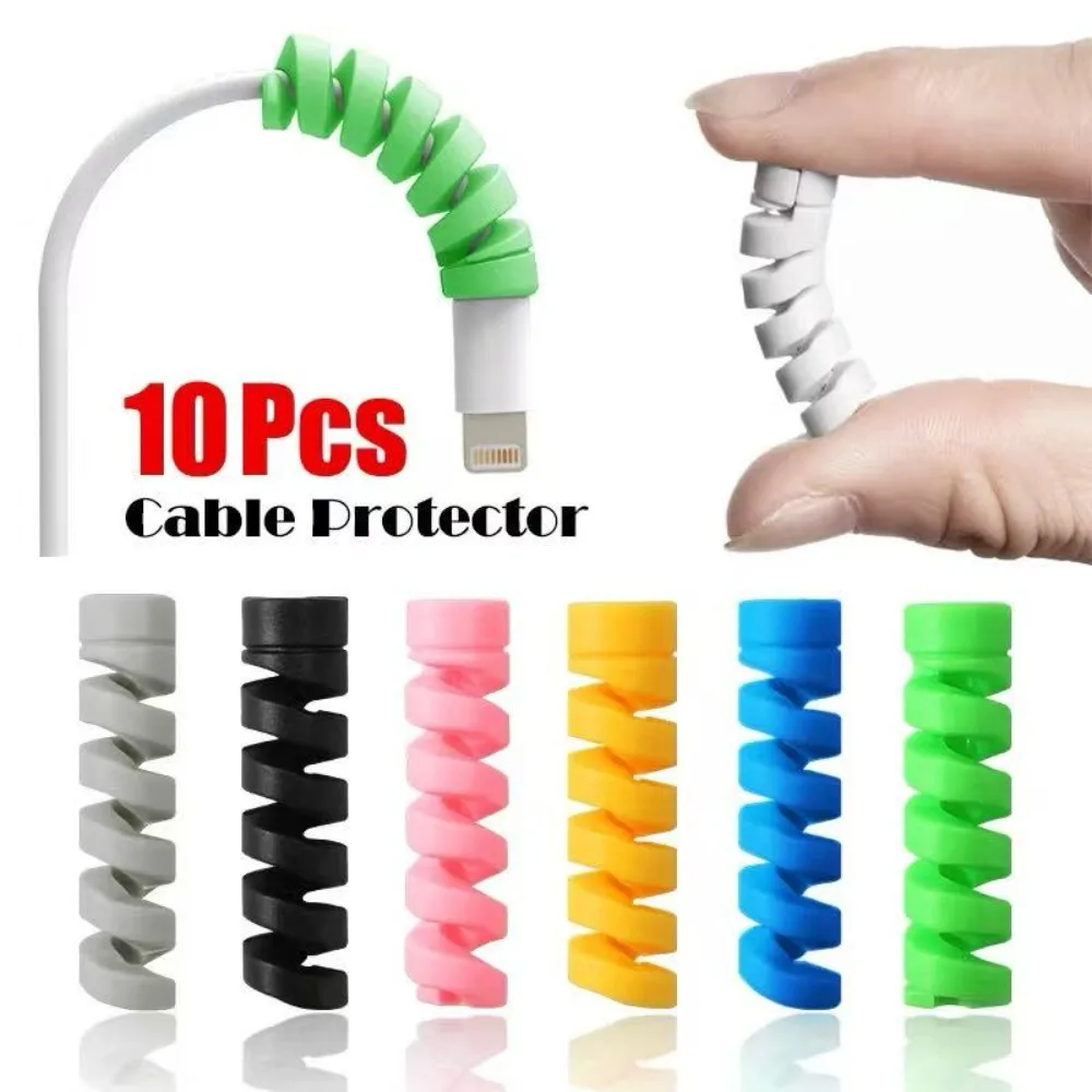 10PCS Soft Silicone Cable Protection Spiral Cable Winder Protector For Android Phone Mouse Earphone Wire Winder Clip Saver Cover
