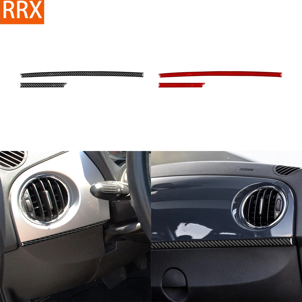 Für Fiat 500 2017-2023 Echtcarbon-Aufkleber Instrumententafel Beifahrerseite Zierleiste Autozubehör Innendekor