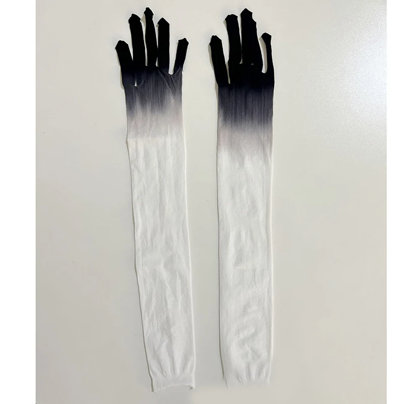 Damen-Strumpfhandschuhe aus Tüll mit Farbverlauf, extra lang, eng anliegend, hohe Elastizität, atmungsaktiv, für Cosplay, KPOP, Bühnenauftritte, sexy – Detail 2