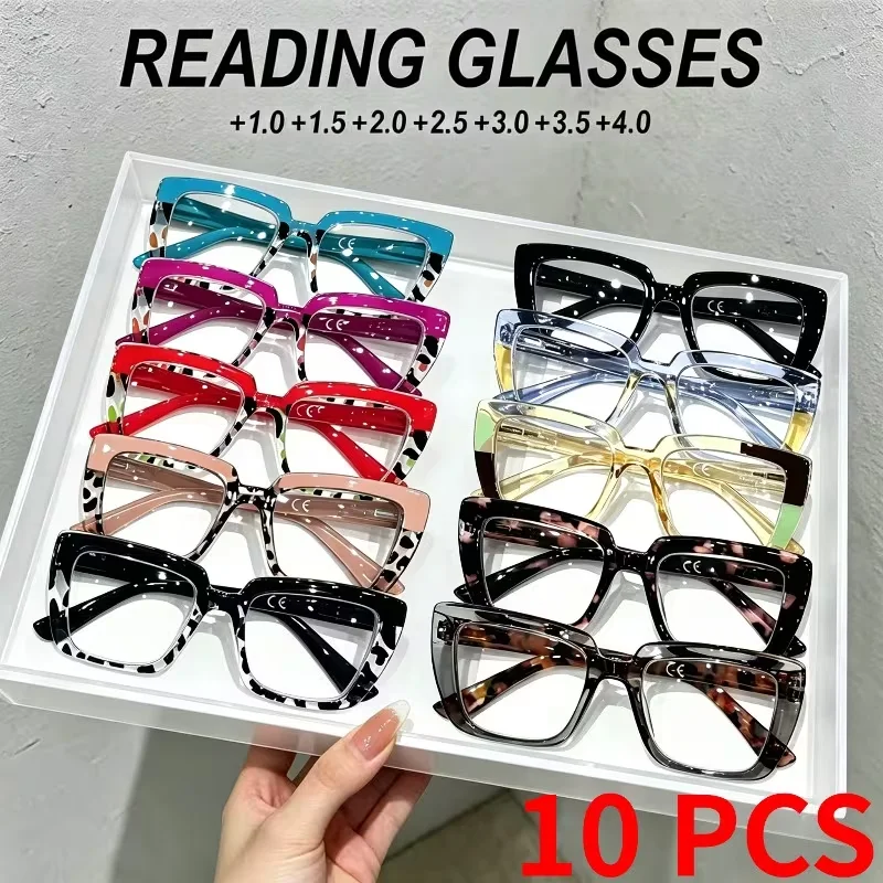 10 10 Sets Of Fashionable Cat Eye Reading Glasses For Women, Square And Colorful Decorative Reading Glasses For Men And Women - Aliexpress Deal