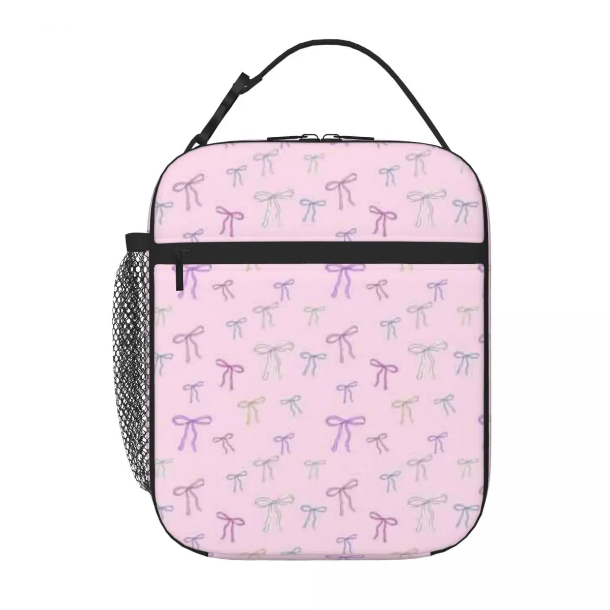 Bestselling Cute Ribbon Bow Pattern Compact Style Carry Lunch Bag Office Break Kids Lunch Bag
