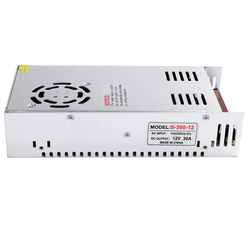 Fuente de alimentación regulada IP20, S-360-12 de voltaje constante CA a CC, 360w, 12v, 30A, 360w