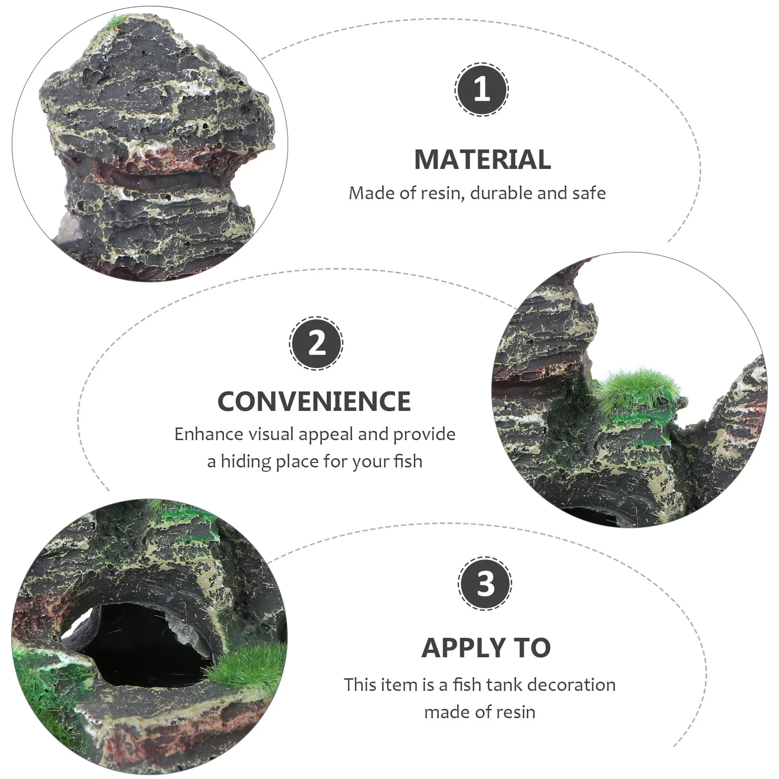 

Moss Rockery Decor For Fish Tank Resin Aquarium Mountain Shelter Artificial Landscape Ornament Suitable Fresh Salt Water