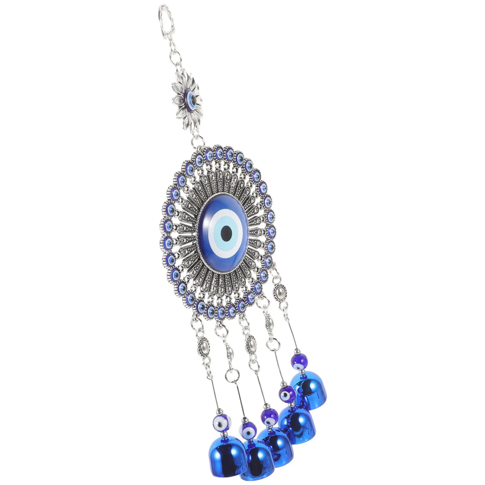 

Blue Evil Eye Hanging Pendant Metal Wall Decor For Home Car Spiritual Jewelry Bell Charm Decoration Festive Gift