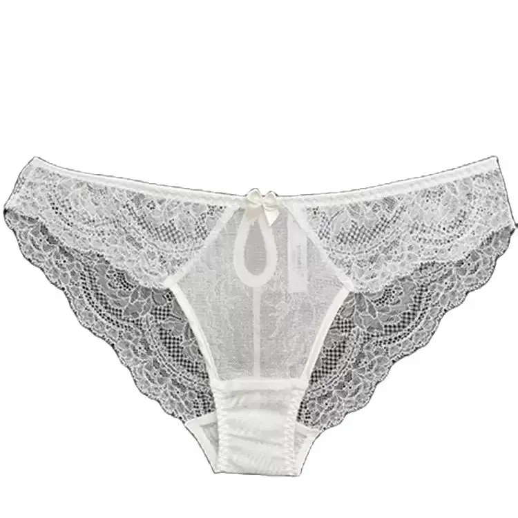 BirdTree 100% slip Sexy in vera seta, pizzo a vita bassa da donna, biancheria intima sottile in rete trasparente francese, 2024 estate nuova P41946QC