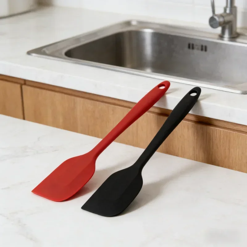 Silicone Scraper High Temperature Resistant Integrated Baking Tool Cream Cake Smoothing Spatula Non Stick Grade Dough Scraper