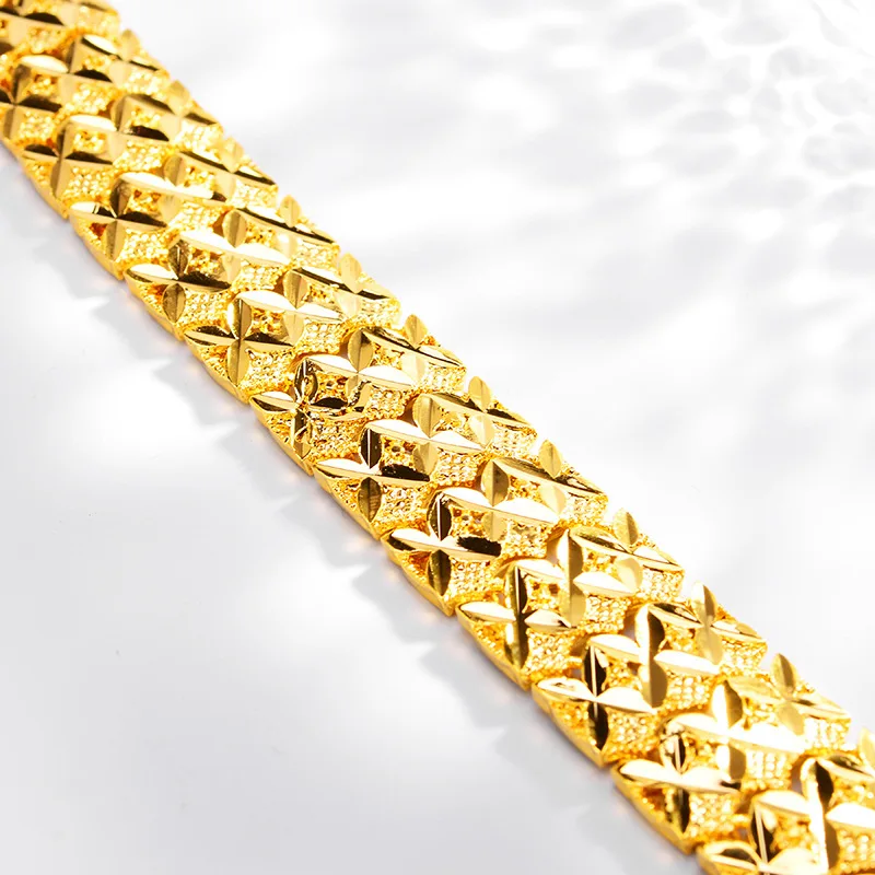 Noble AU999 gold mens bracelet fashion trend mens bracelet 24k pure gold watch chain jewelry boss chain real gold