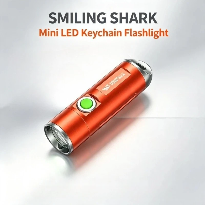 SMILING SHARK Rechargeable Keychain Flashlight Telescopic Zoomable Design 5‑Brightness Levels Outdoor Emergency Light TIP‑161
