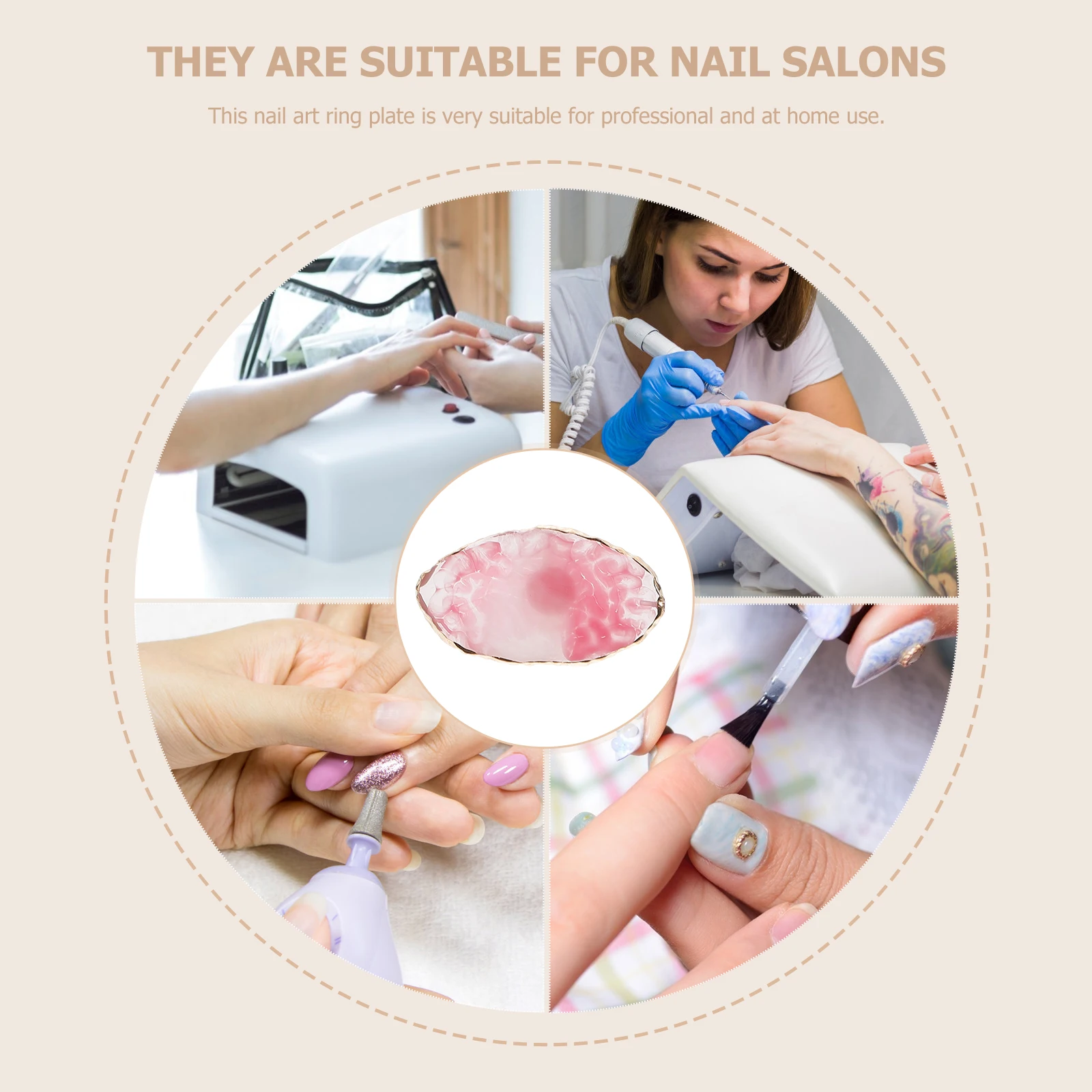 

3Pcs Nail Ring Pallets Resin Smooth Texture Nail Color Mixing Plate Manicure Tools Professional Salon Home Use