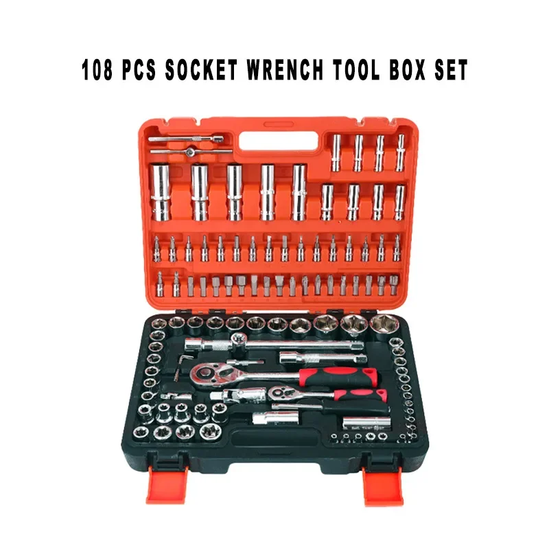 108 Pcs Set Bit Socket Hardware Wrench Tool Auto Parts Car Repair Tool Car Sleeve Suit Multifunction Automobiles Hand Tool Sets