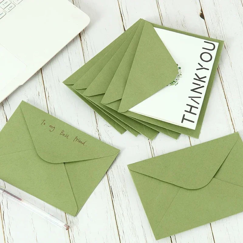 50pcs Retro Green Envelope 120g Kraft Paper 184x133mm Wedding Invitations Business Supplie Postcard Giftbox Packaging Stationery