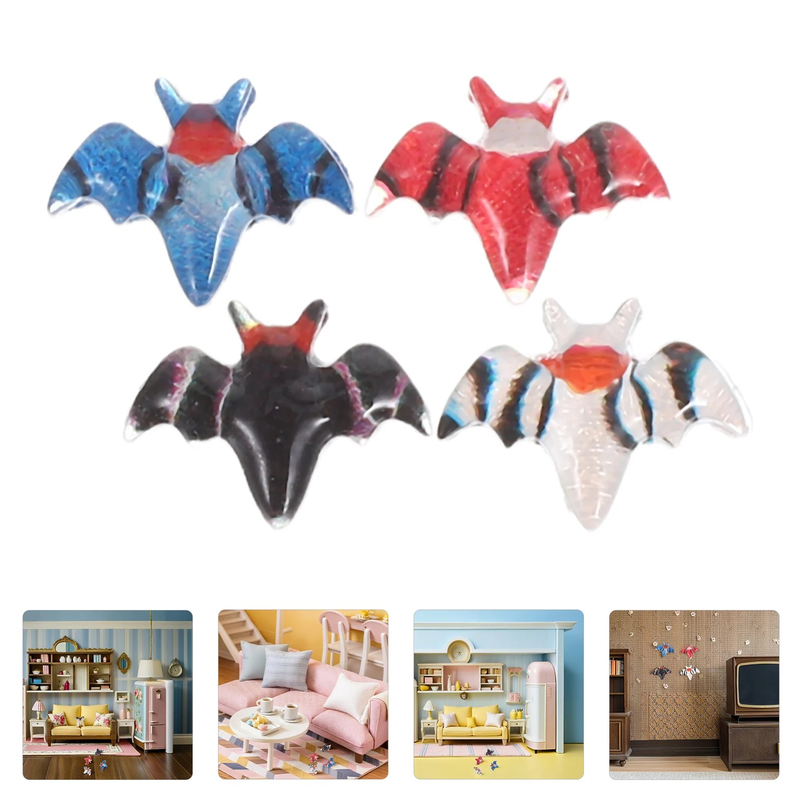 

80 Pcs Halloween Decorations Bat Statue Manual Miniature Dollhouse Accessories Figurines