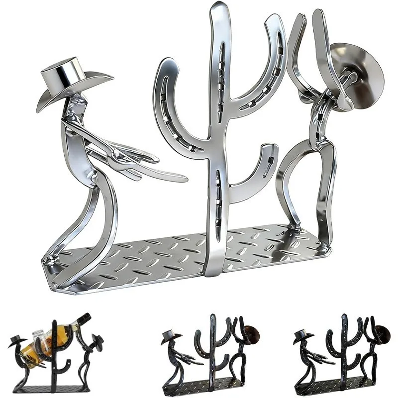 

New Cactus Wine Bottle Holder Creative Metal Wine Bottle Holder Tabletop Ornament