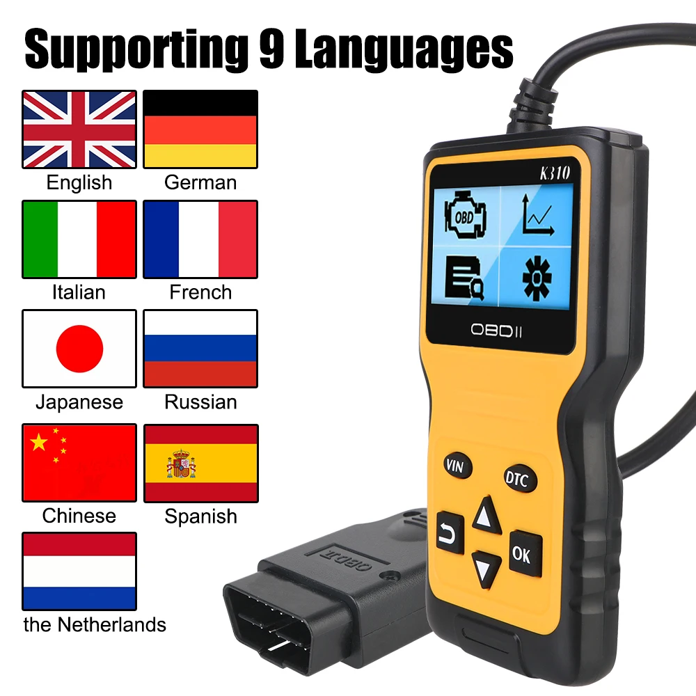 Digital Display OBDII Scanner Car Diagnostic Tools OBD II EOBD K310 OBD2 Code Reader Auto Accessories 16 Pin Universal