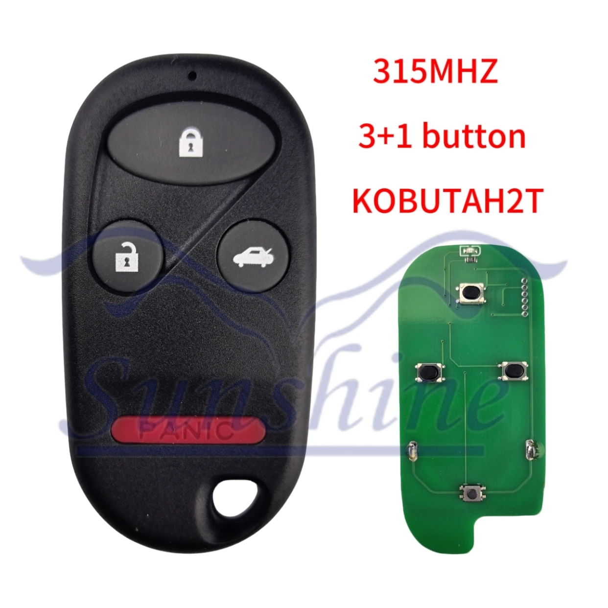 Sunshine 313.8MHz FCC:KOBUTAH2T 3/4Button Smart Remote Key Fob for Honda Accord Acura TL 1998 1999 2000 2001 2002 2003