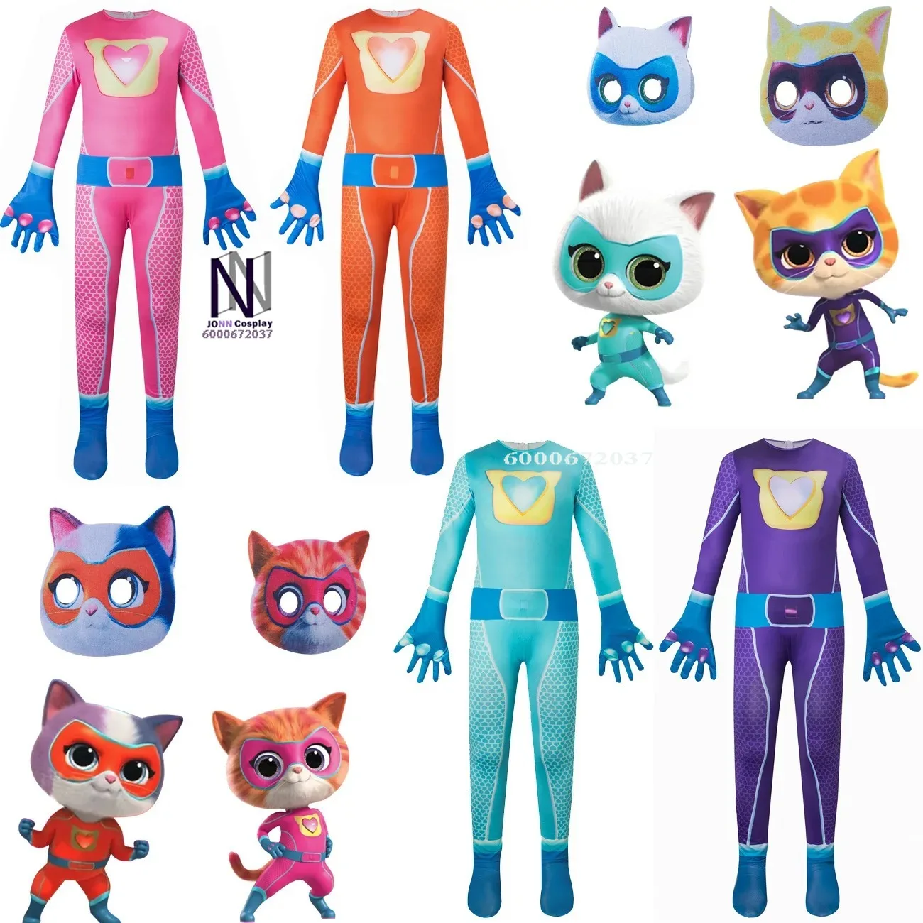 

Super Kitties Anime Game Jumpsuit - Tight-Fit Bodysuit for Boys & Girls' Stage Performance Cosplay