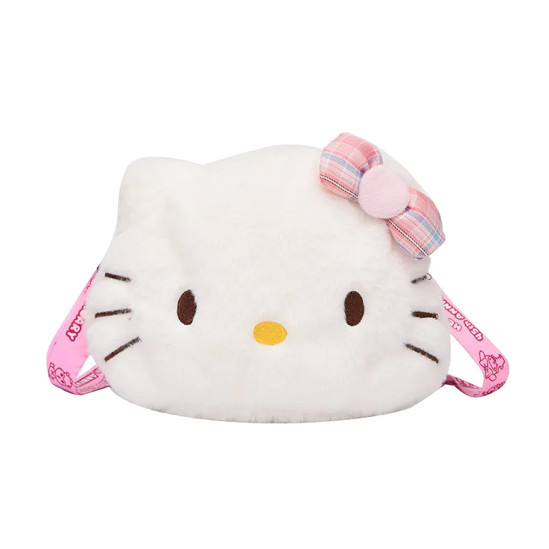 Sanurgente-Sac messager en peluche Hello Kitty pour filles, porte-monnaie Anime de dessin animé mignon, sac à cosmétiques de transport, cadeau de vacances, mode questionTo