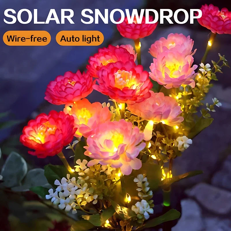 

Solar Snow Lotus Lantern 7 Heads Led Artificial Flower Lantern For Outdoor Courtyard Garden Decoration Lawn Ground Plug Lights