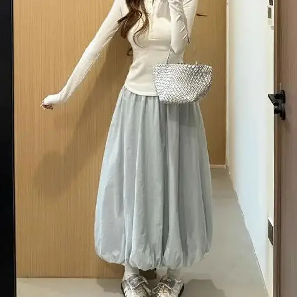 High Waist Long Skirt Women Flower Buds Spring Summer 2025 New Niche Design A-Line Slim Long Skirt