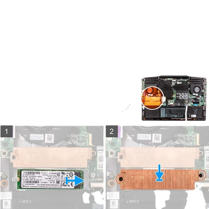 Новый оригинальный радиатор M.2 2280 SSD, крышка жесткого диска, теплозащитный экран для Dell G3 3500 G5 5500 G5 SE 5505 0YX0F3 YX0F3