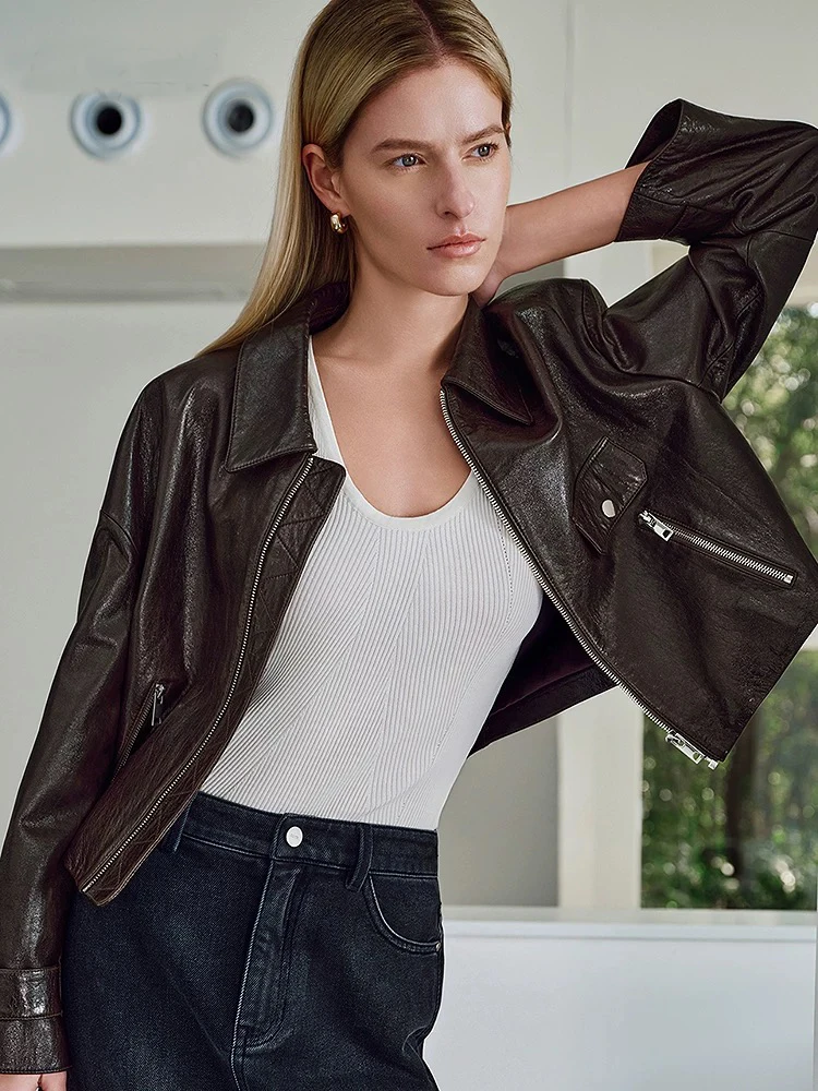 Frauen Frühjahr Echte Blister Schaffell Leder Jacke Lose Echt Leder Jacke