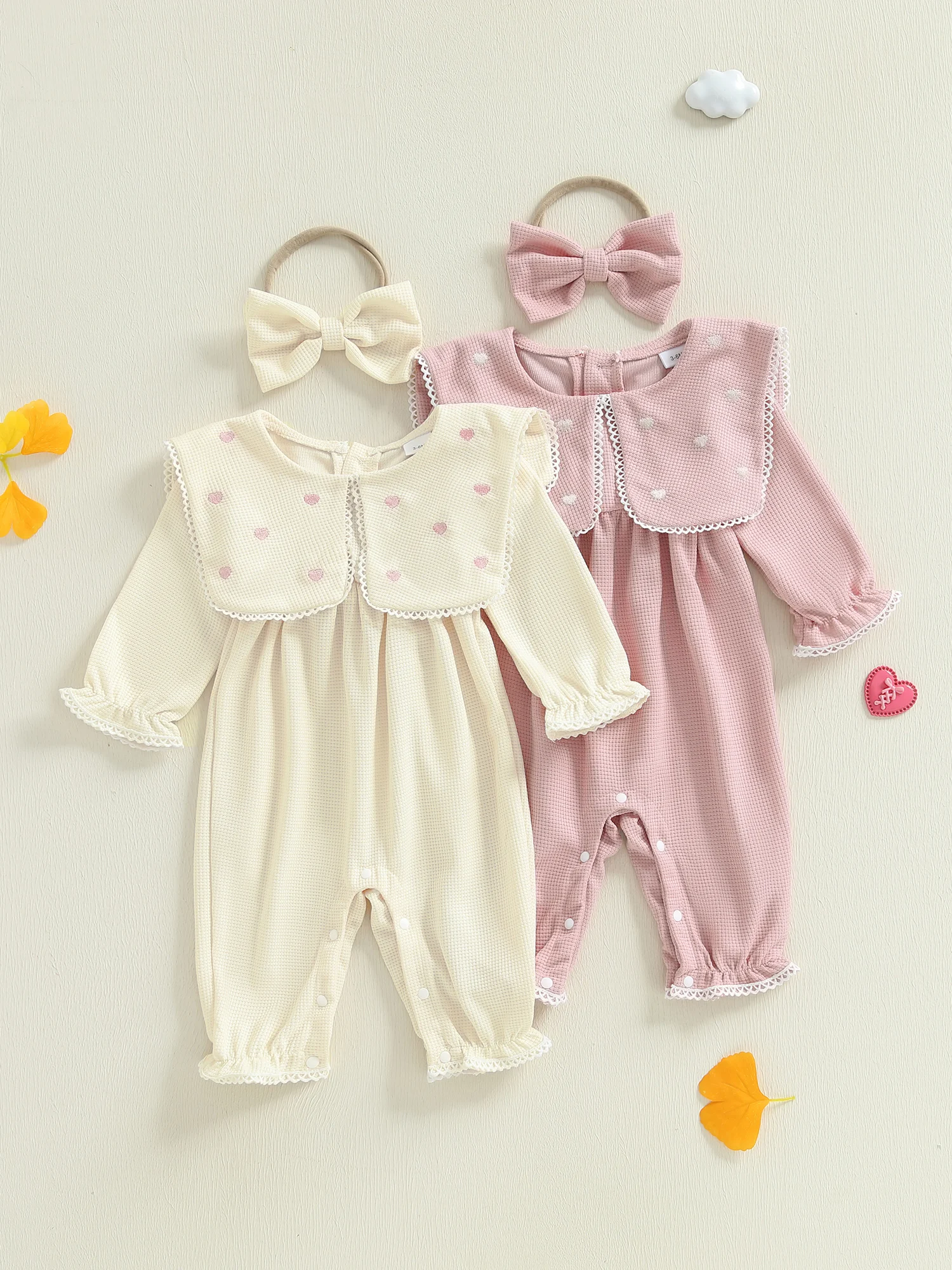 

Adorable Toddler Girls Floral Print Ruffle Sleeve Romper with Matching Bow Headband Set for Summer Outfits