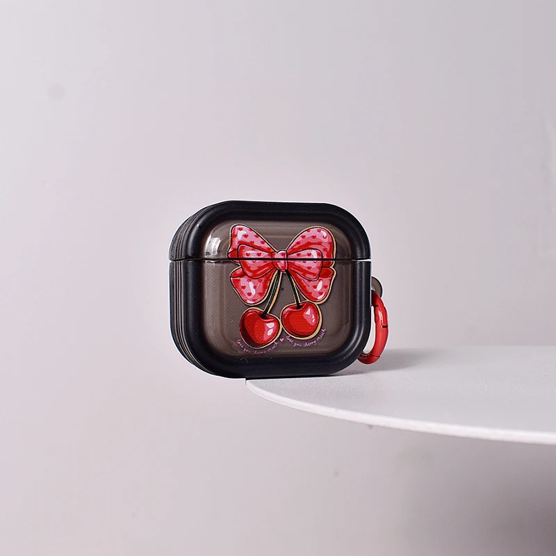 حافظة على شكل قوس الكرز لأجهزة Apple Airpods Pro 3 1st 2nd 3rd غطاء الجيل لأجهزة Airpods 4 2 Gen New Air Pods غطاء حماية