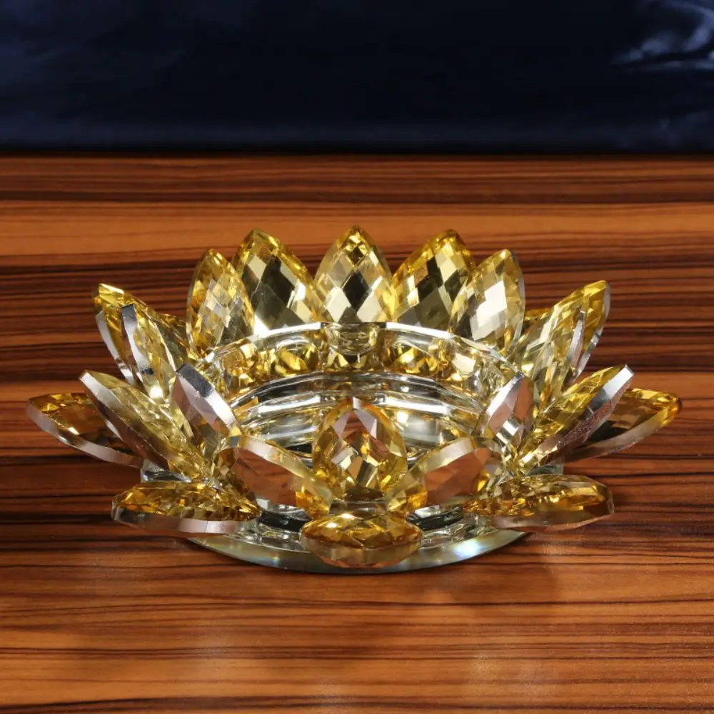 Thicken Lotus Candle Holder Non-slip Colorful Clear Lotus Figurine Everlasting Lamp Base Elegant Design Transparent Candle Tray